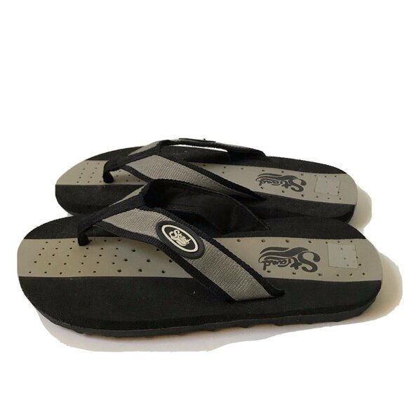 Strand  vintage flip flops thong sandals black foam fabric strap Men Size 8/9 - Picture 1 of 6